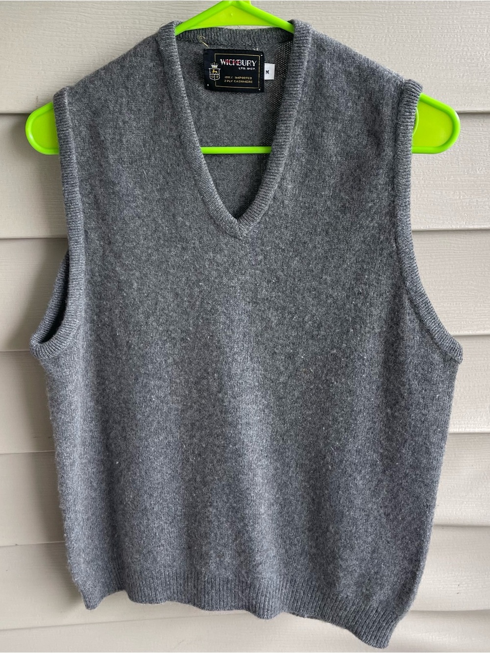 Vintage 90s Wickbury 100% Cashmere Sweater Vest Mens M Grey Academia Office